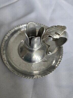 Vintage Continental Silverlook #712 Hand Wrought Aluminum Candle Holder
